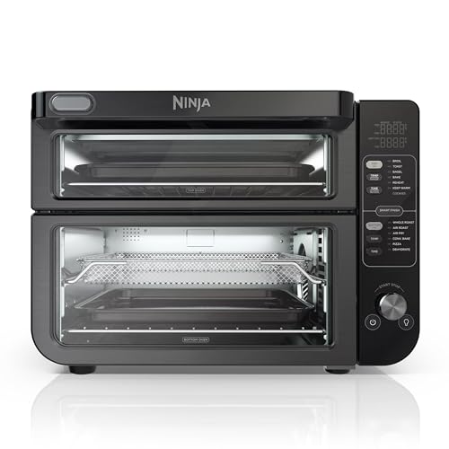 Ninja DCT451 12-in-1 Smart Double Oven with FlexDoor, Thermometer, FlavorSeal, Smart Finish, Rapid Top Convection and Air Fry Bottom , Stainless Steel