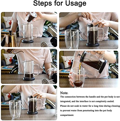 coffee machines French Press Coffee Maker with 3 Filters,304 Durable Stainless Steel Coffee Pot,Heat Resistant Borosilicate Glass Coffee Press
