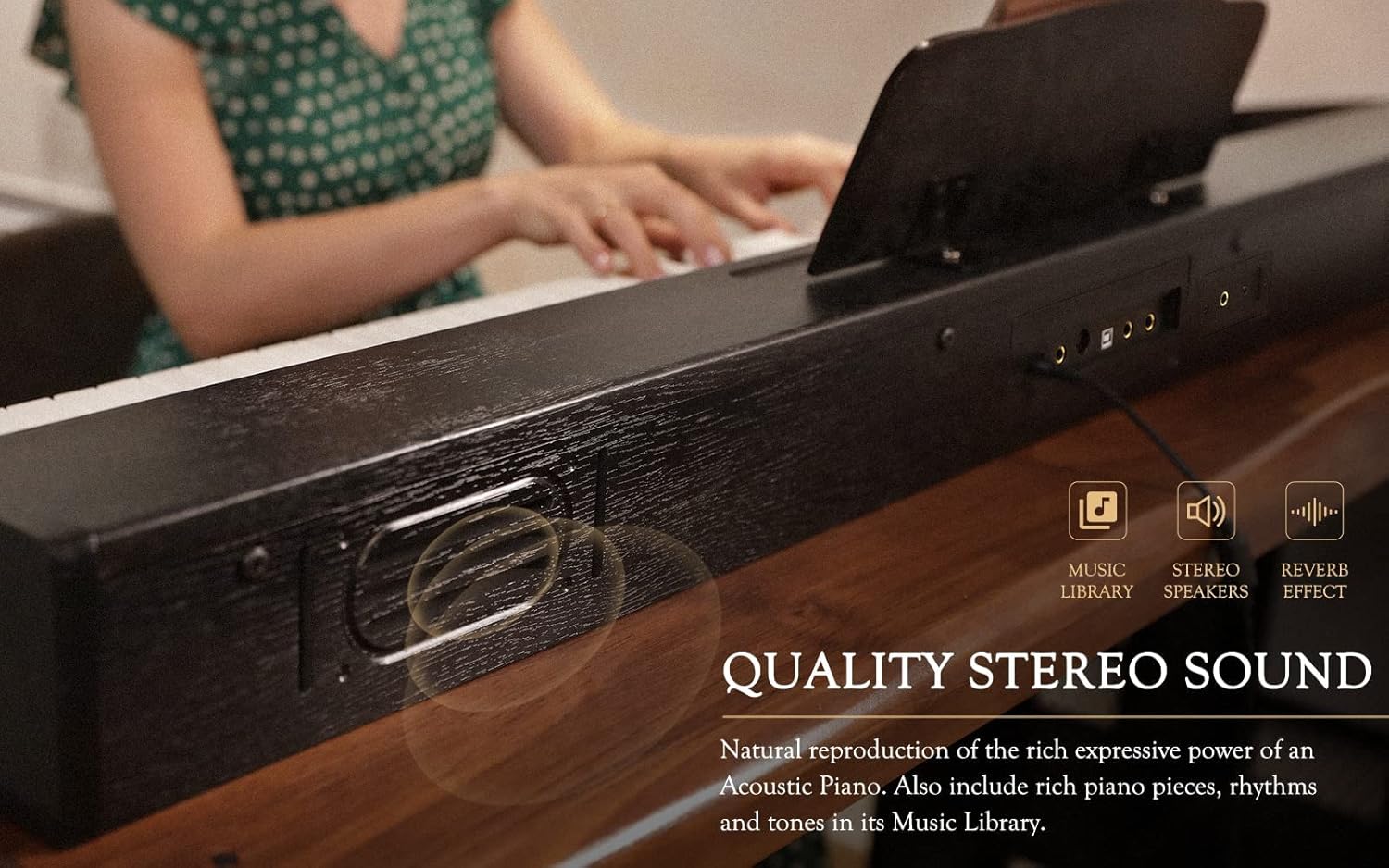Souidmy G-110 Semi-Weighted Digital Piano Keyboard, Satin Wood Finishes, Premium Grand Piano Sound, 88-Key Full Size Keyboard with Sustain Pedal