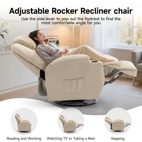 Recliner Chair, Rocking Chair with Massage and Heat, 360° Swivel Recliner Chairs for Adults