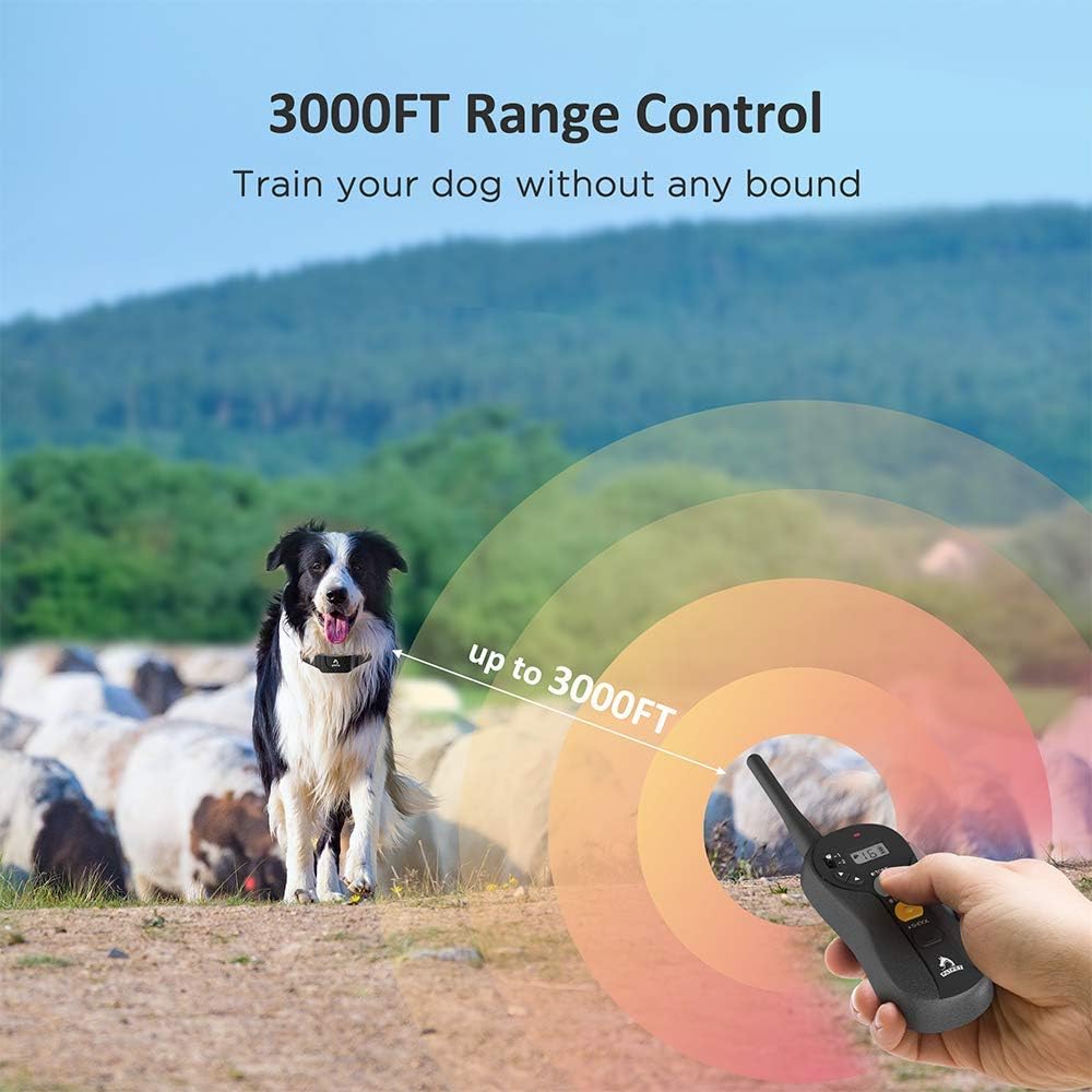 PATPET Dog Shock Collar for Large Dog - Rechargeable Dog Training Collar with Remote IPX7 Waterproof 3 Training Modes, Beep
