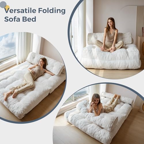 MAXYOYO Folding Sofa Bed, Convertible Sleeper Chair with Pillow Foldable Mattress with Back Support