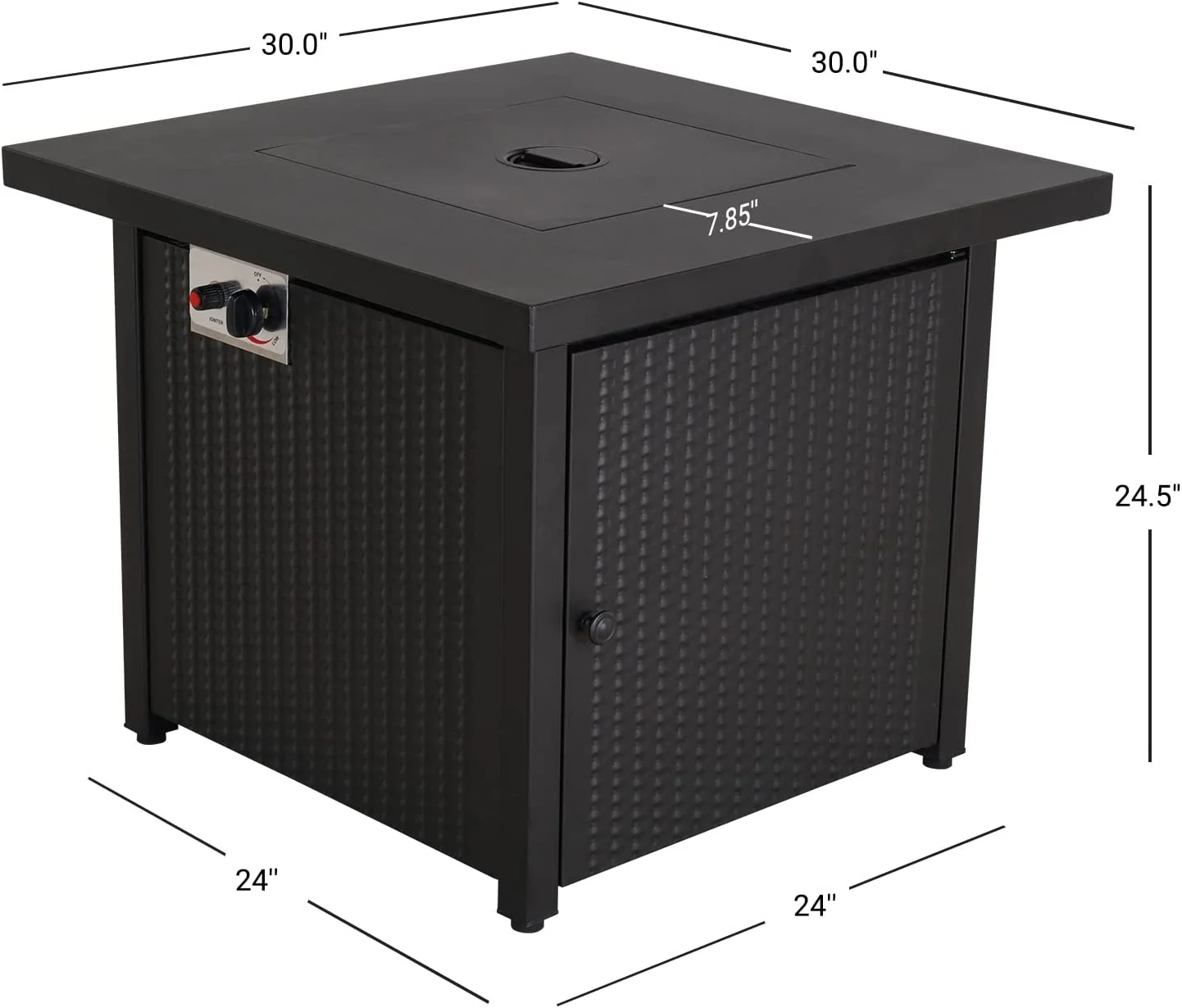 Grand Patio Outdoor Gas Fire Pit Table 30-Inch Square Propane Gas Fire Pit CSA Safety Approved 50000BTU with Steel Tabletop, Removable Lid