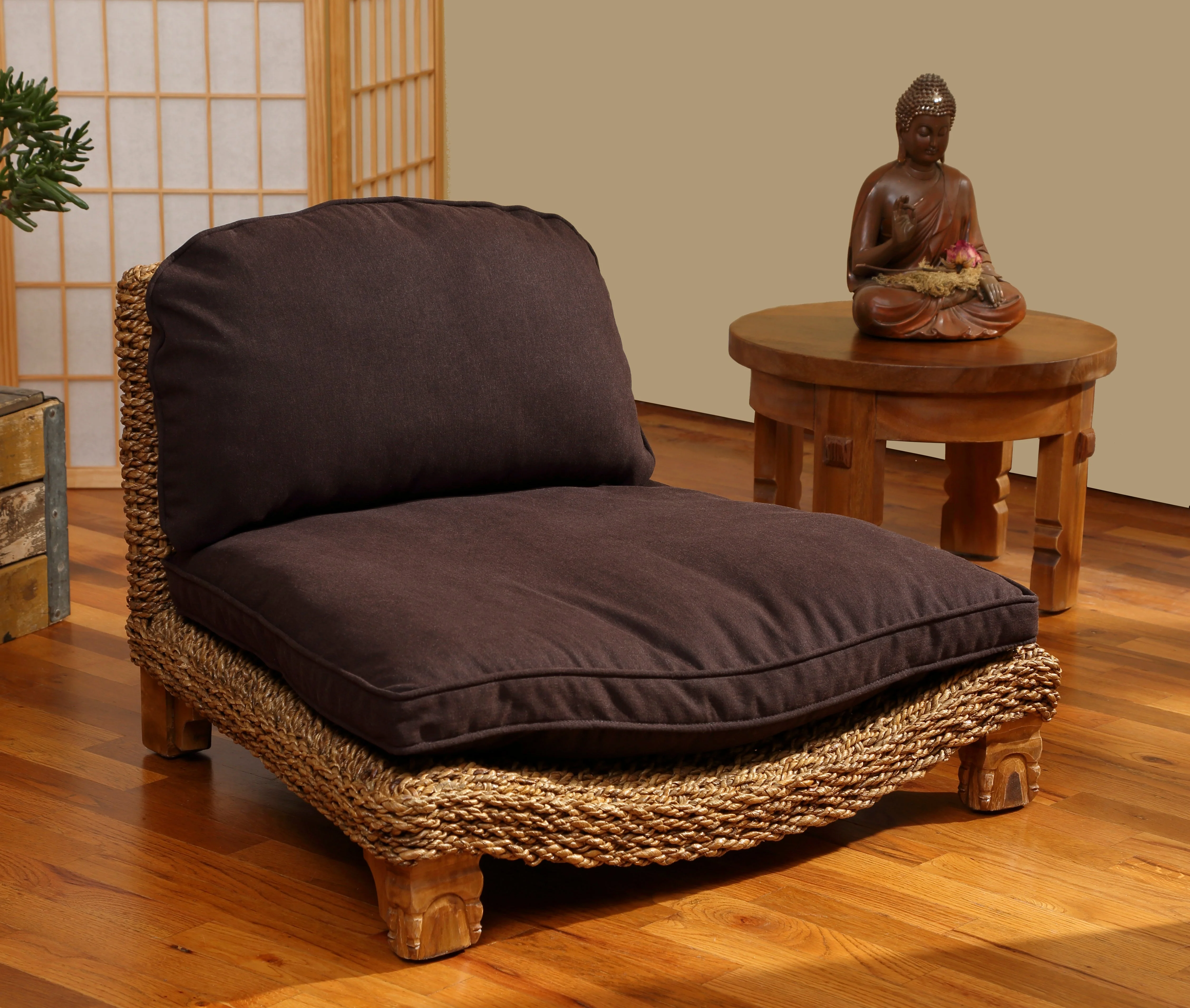 Seagrass Harmony Meditation Chair - Natural With Cream Cushion