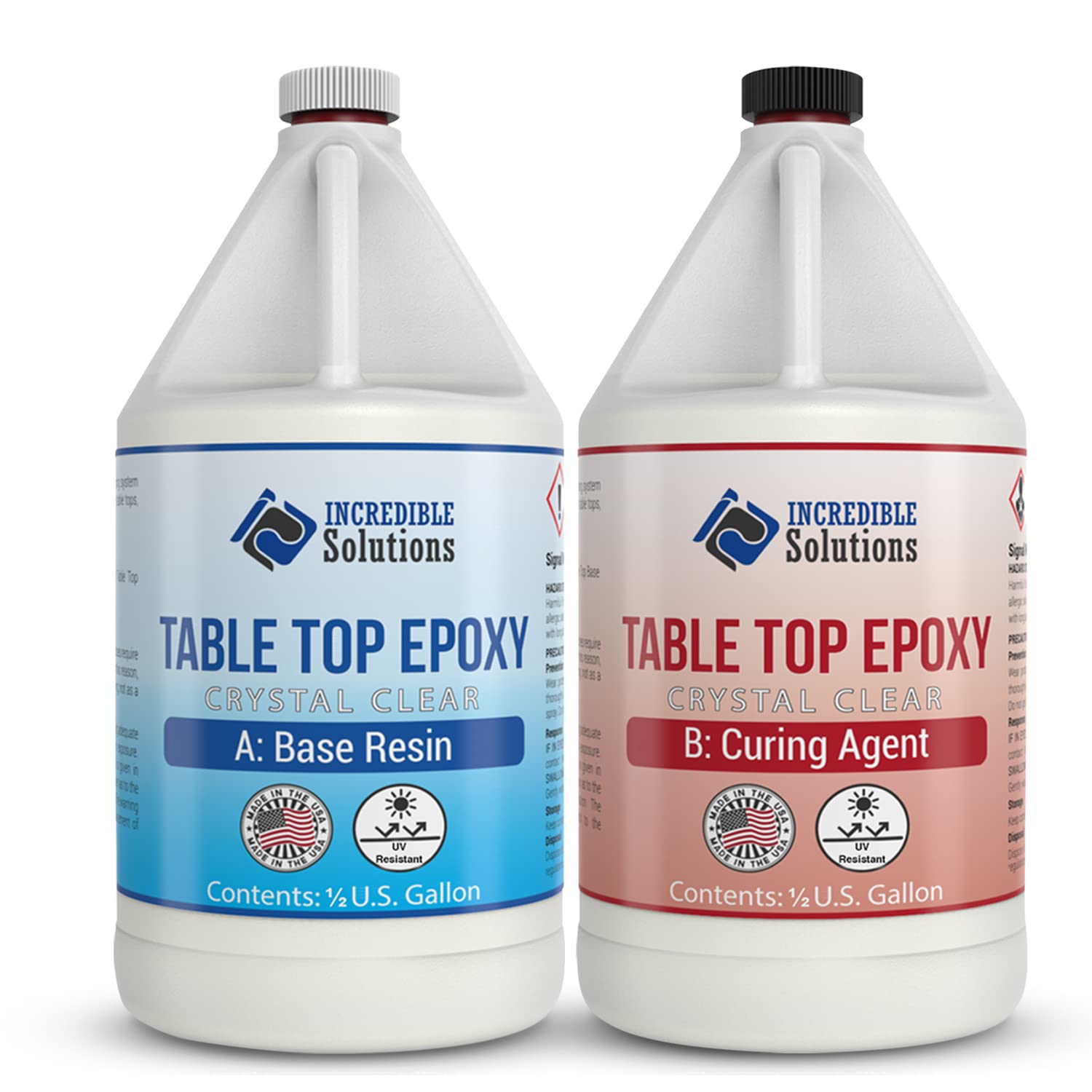 Incredible Solutions Crystal Clear Cast Tabletop Epoxy, UV Resistant High Gloss Finishing, Bar Countertop Resin Coating, Easy-to-Use 1:1 Mixing Ratio