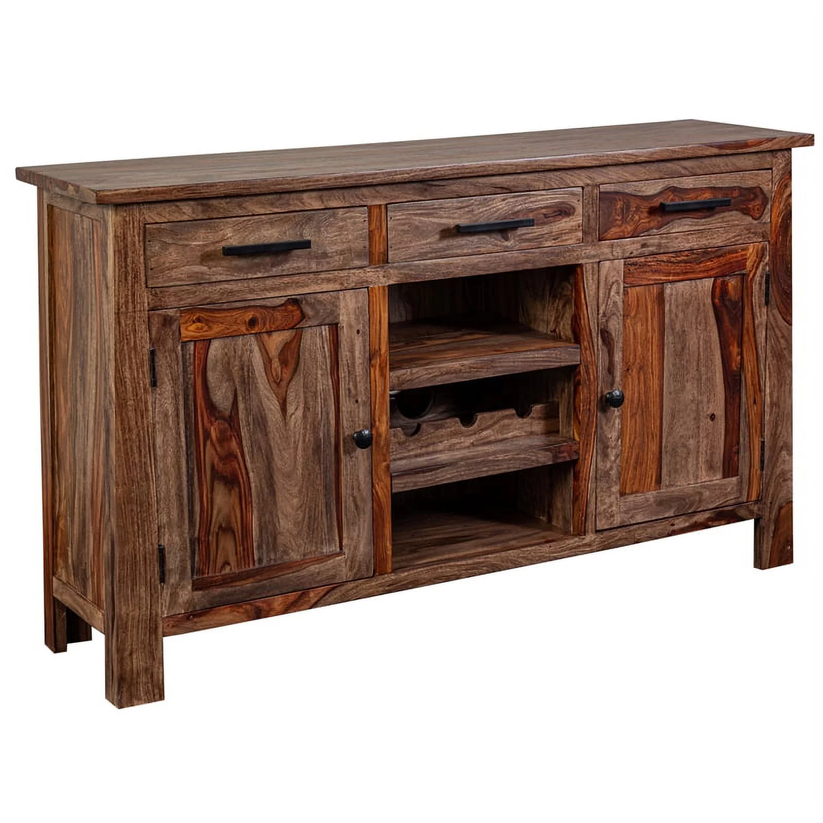 Kalispell Solid Sheesham Wood Sideboard Bar - Harvest