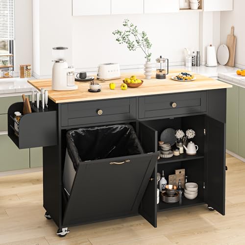 67’’ Movable Kitchen Island with Drop Leaf and Power Outlet, Lockable Sliding Countertop Rolling Island Cart with 2 Large Drawers, Spice, Towel Rack