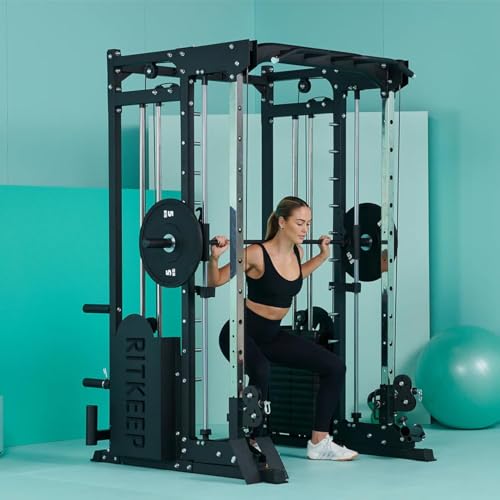 Smith Machine,RitKeep PMAX 5600 Pro,All-in-One Home Gym Equipment Featuring 2200lb Load Capacity and 320lb Weight Stack,Includes T-Bar Row