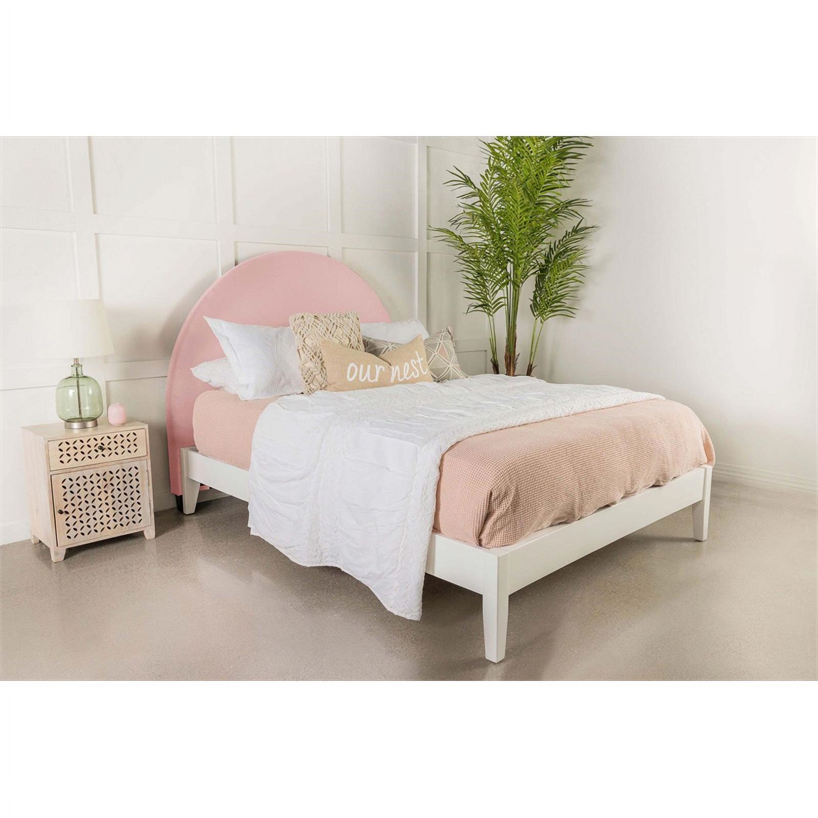Maklaine Transitional Velvet Upholstered Arched Twin Headboard Blush