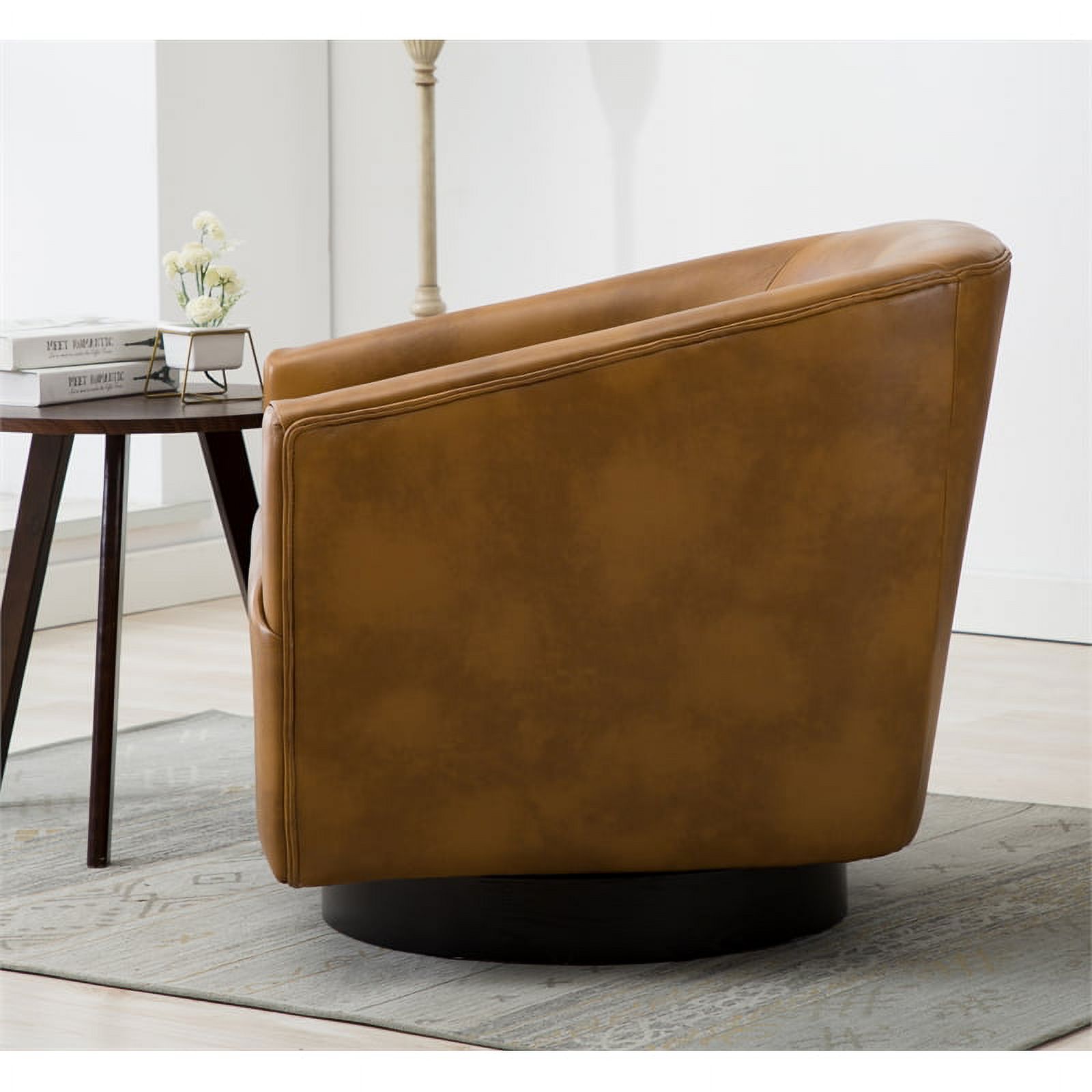 Home Square Wood Base and Faux Leather Swivel Chair in Camel Brown - Set of 2