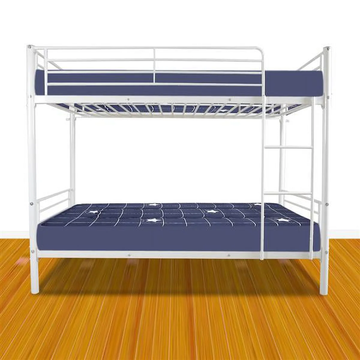 SYTHERS Twin Over Full Bunk Bed with Ladder & Full Length Guardrail, Space-Saving Twin Size Bed Frame for Kids Teens, White