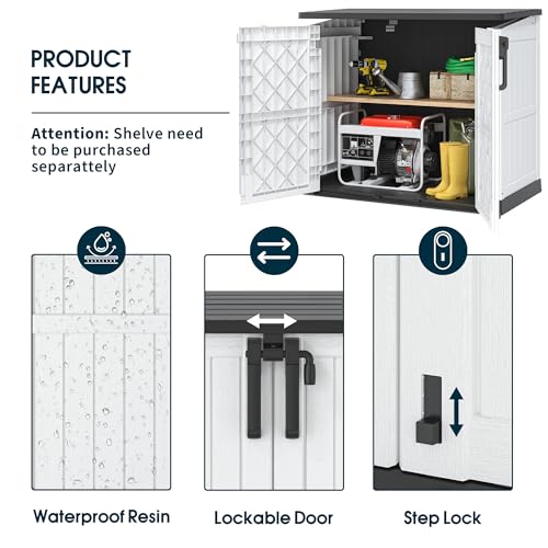 Outdoor Resin Storage Shed 36 Cu. Ft. Garden Horizontal Storage Large Capacity Weather Resistant Storage Box