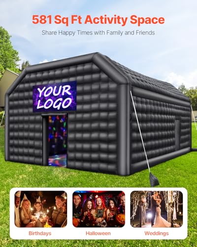 VEVOR Inflatable Nightclub, 26.2 x 19.7 x 13.1 Ft, Blow up Party Tent with Disco Lights & 1100W Blower, Large Inflatable Night Club Tent for Adults