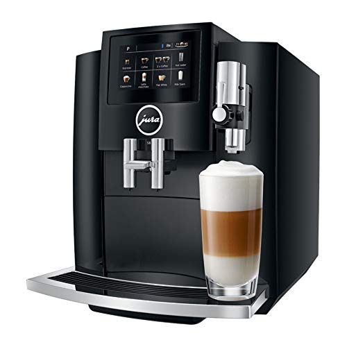 Jura S8 Automatic Coffee Machine 64 oz, Moonlight Silver and Jura Glass Milk Container, Clear