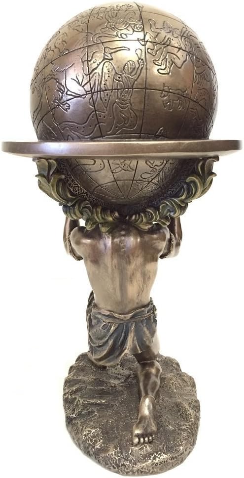 Veronese Design 9 Inch Greek Titan Atlas Carrying The World Statue Cold Cast Resin Antique Bronze Finish