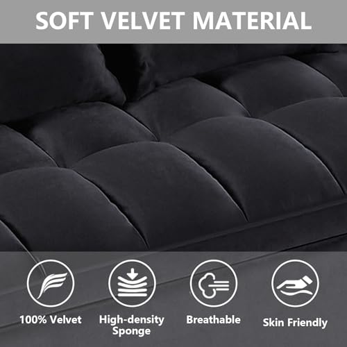 3 in 1 Convertible Sleeper Sofa Bed,Futon Loveseat Couch with Pull-Out Bed & Adjustable Backrest