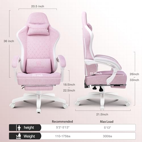 GTPLAYER Gaming Chair, Computer Office Chair with Pocket Spring Cushion, Linkage Armrests and Footrest