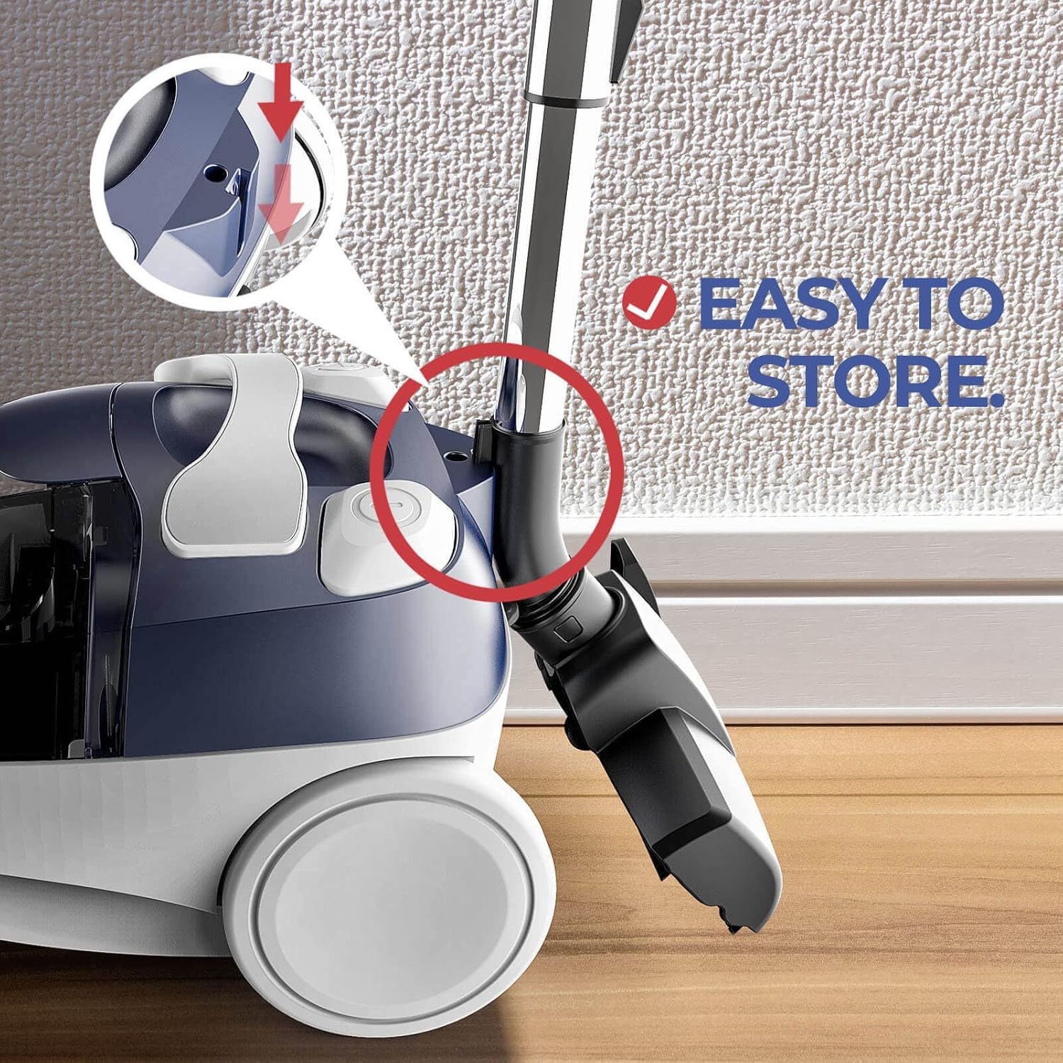 PINETAN Bagless Canister Vacuum Cleaner, with Double HEPA Filtration, Lightweight Design & Powerful Suction