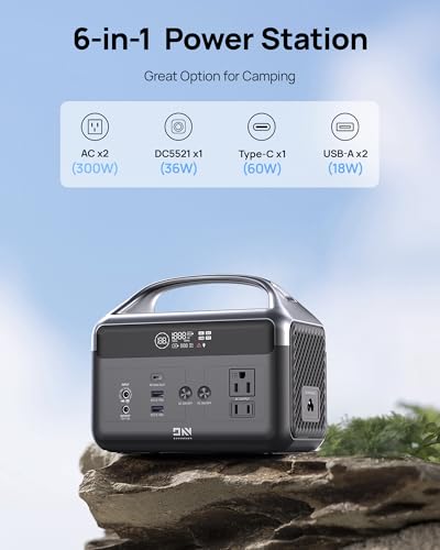 Portable Power Station, Outdoor 288Wh(90,000mAh) LiFePO4 Battery, 600W(1200W Surge) AC Outlets, 1.7H Fast Charging Solar Generator for Camping