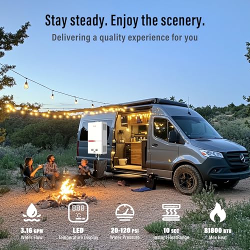 Propane Water Heater Tankless, 10L Portable Water Heater, 2.6GPM Portable Hot Water Heaters with Multi-Protection