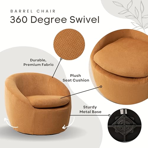 360 Swivel Accent Barrel Chair with Storage Ottoman & Headrest