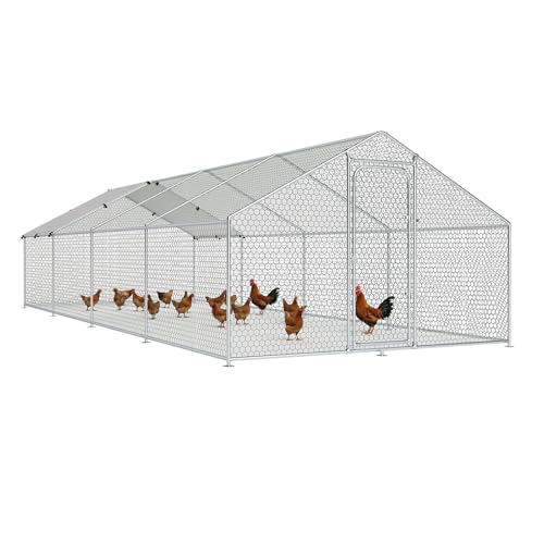Chicken Coop Poultry Cage Large Metal Hen Run with Water-Resident Cover for Rabbit Duck House Outdoor Walk-in Chicken Pen for Yard