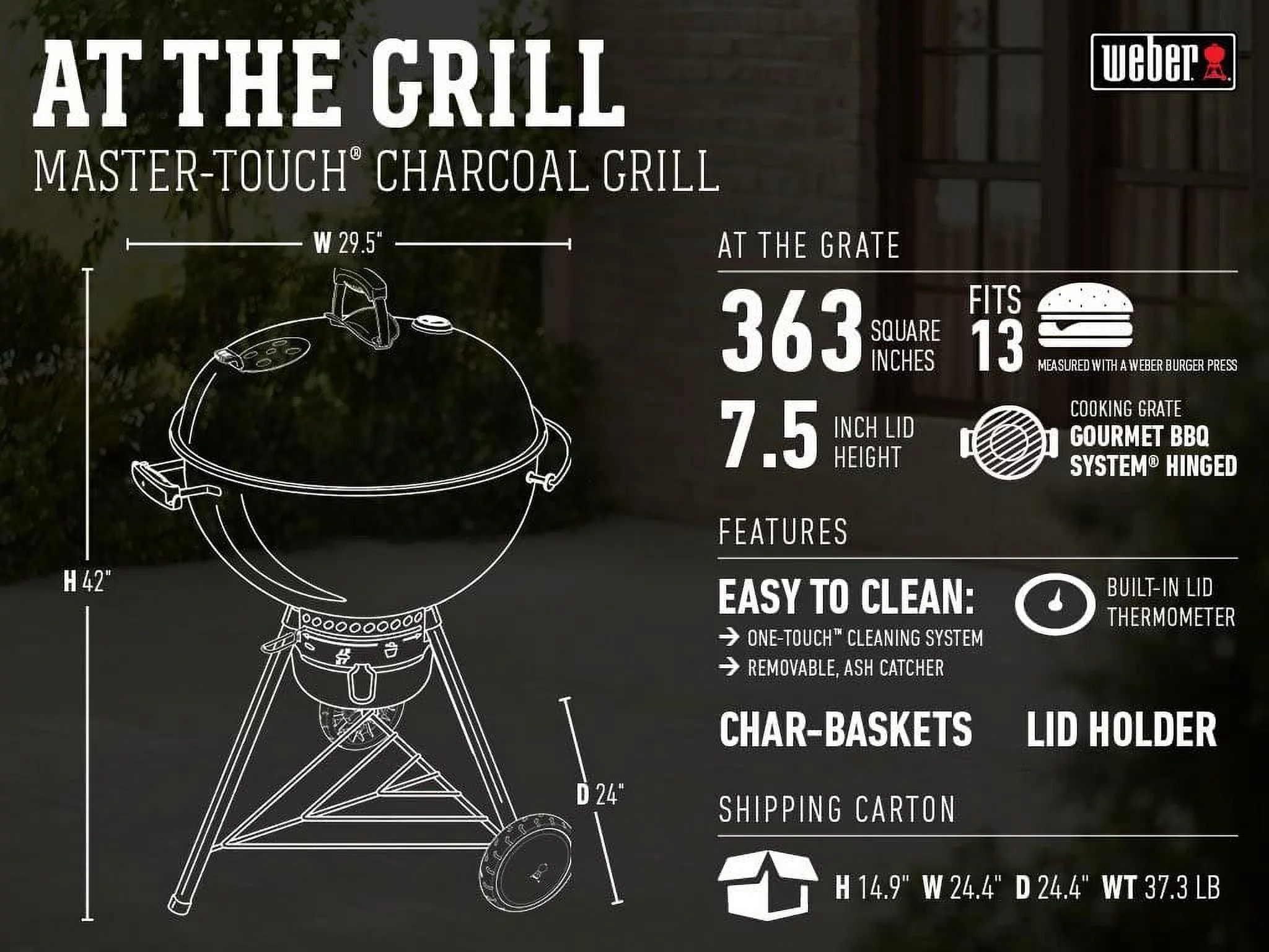 Weber 14501001 Master-Touch Charcoal Grill, 22-Inch, Black