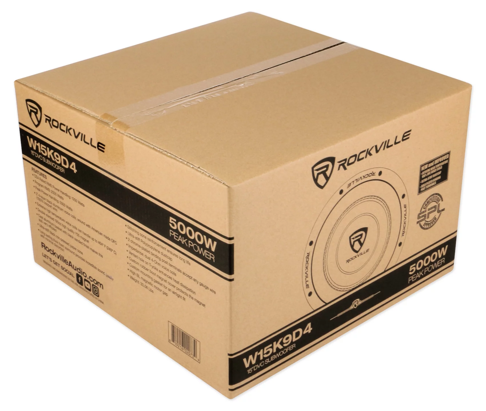 (2) Rockville W15K9D4 15" 10,000w Car Audio Subwoofers+Sealed Sub Box Enclosure