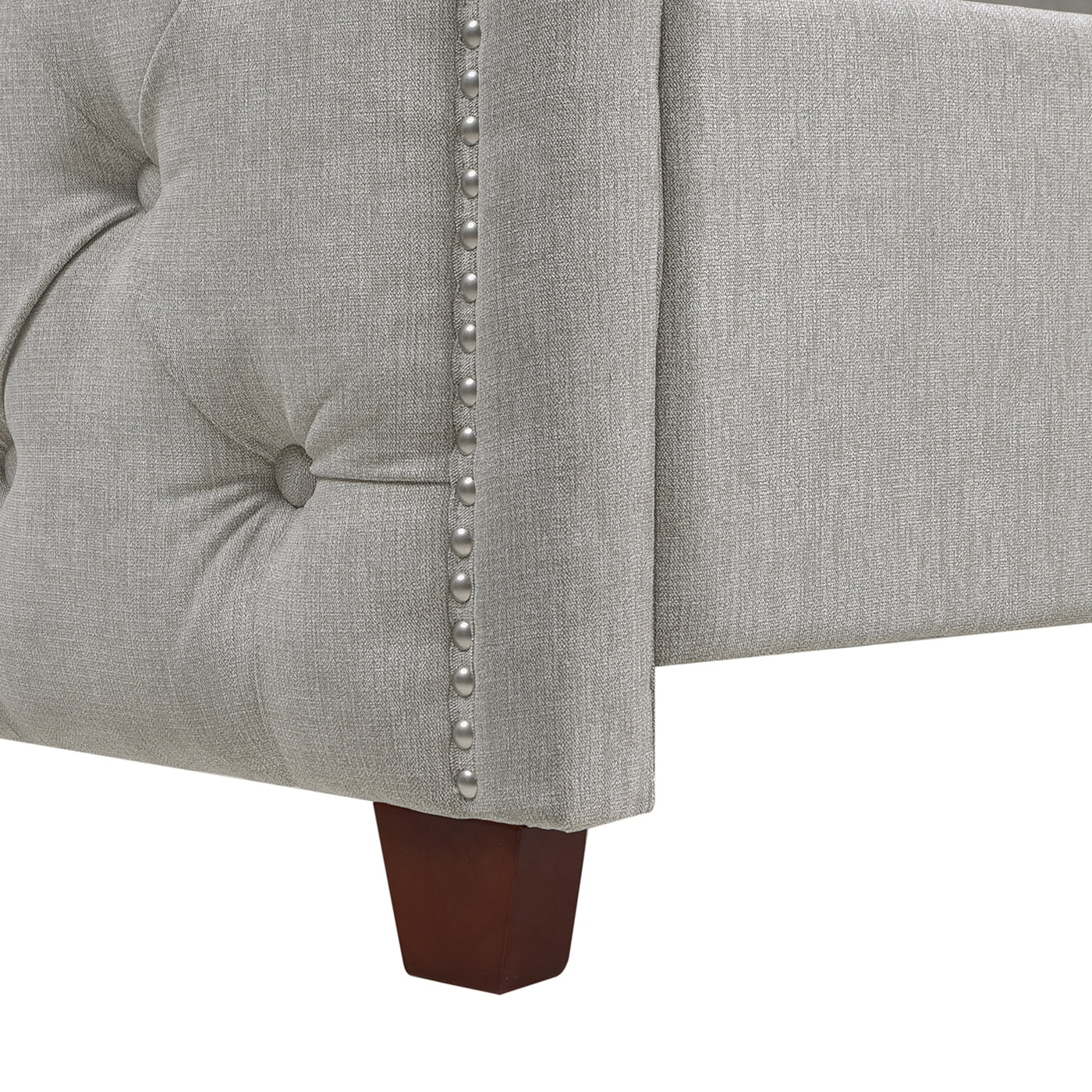 Jennifer Taylor Home Fontana Wingback Upholstered Platform Bed Frame, King, Silver Grey Polyester