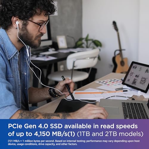 Western Digital 4TB WD Blue SN5000 NVMe Internal Solid State Drive SSD - PCIe Gen 4.0, M.2 2280, Up to 5,500 MB/s - WDS400T4B0E