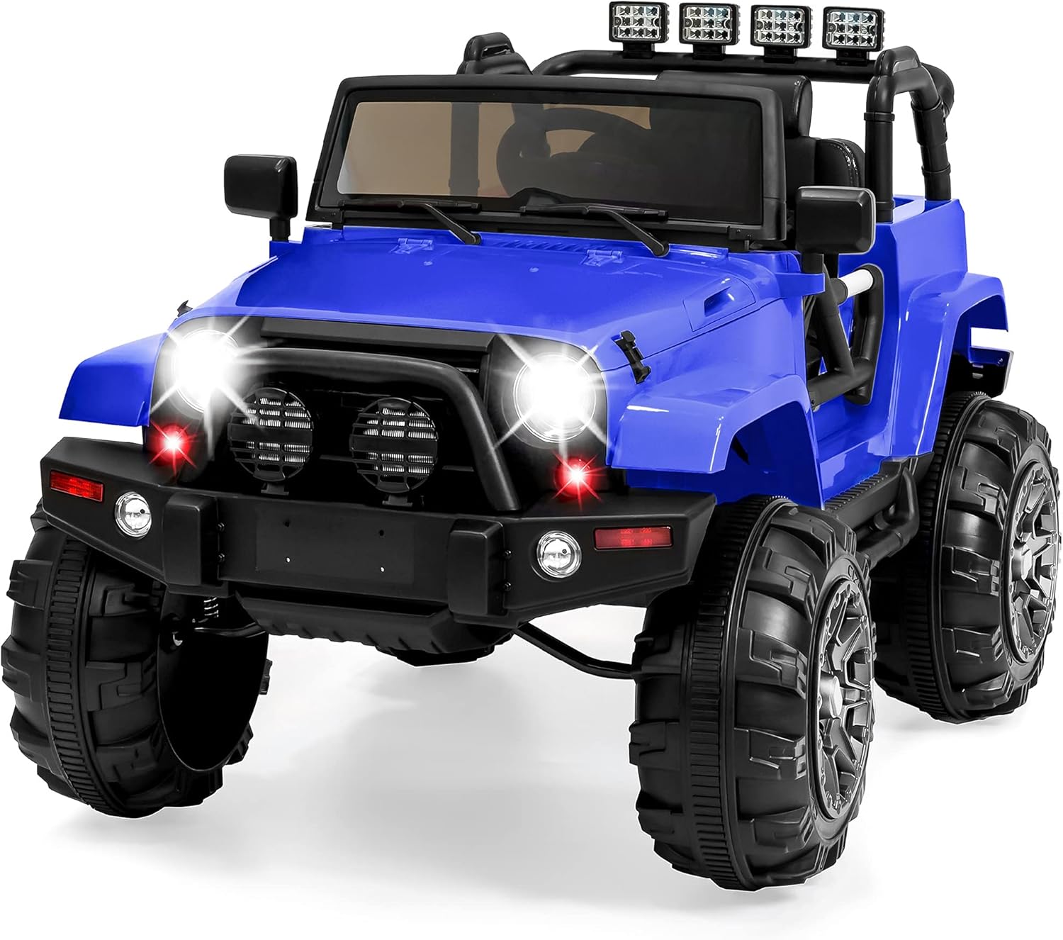 Best Choice Products Kids 12V Ride On Truck, Battery Powered Toy Car w/ Spring Suspension, Remote Control, 3 Speeds, LED Lights, Bluetooth - Red