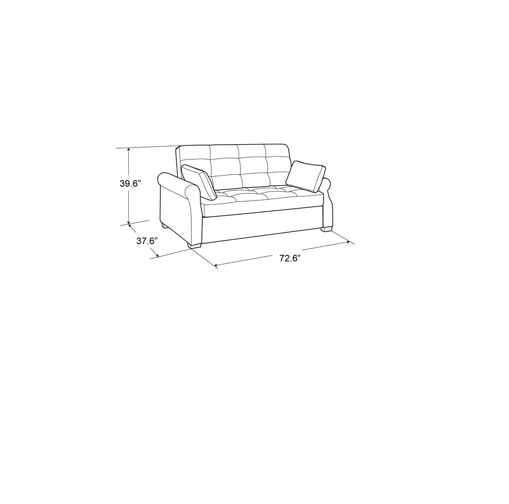 Serta Sabrina 72.6'' Queen Rolled Arm Tufted Back Convertible Sleeper Sofa with Cushions