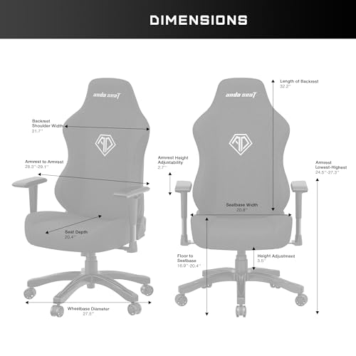 Anda Seat Phantom 3 Fabric Gaming Chairs for Adults - Large Wide Seat Gaming Chair with Lumbar Support