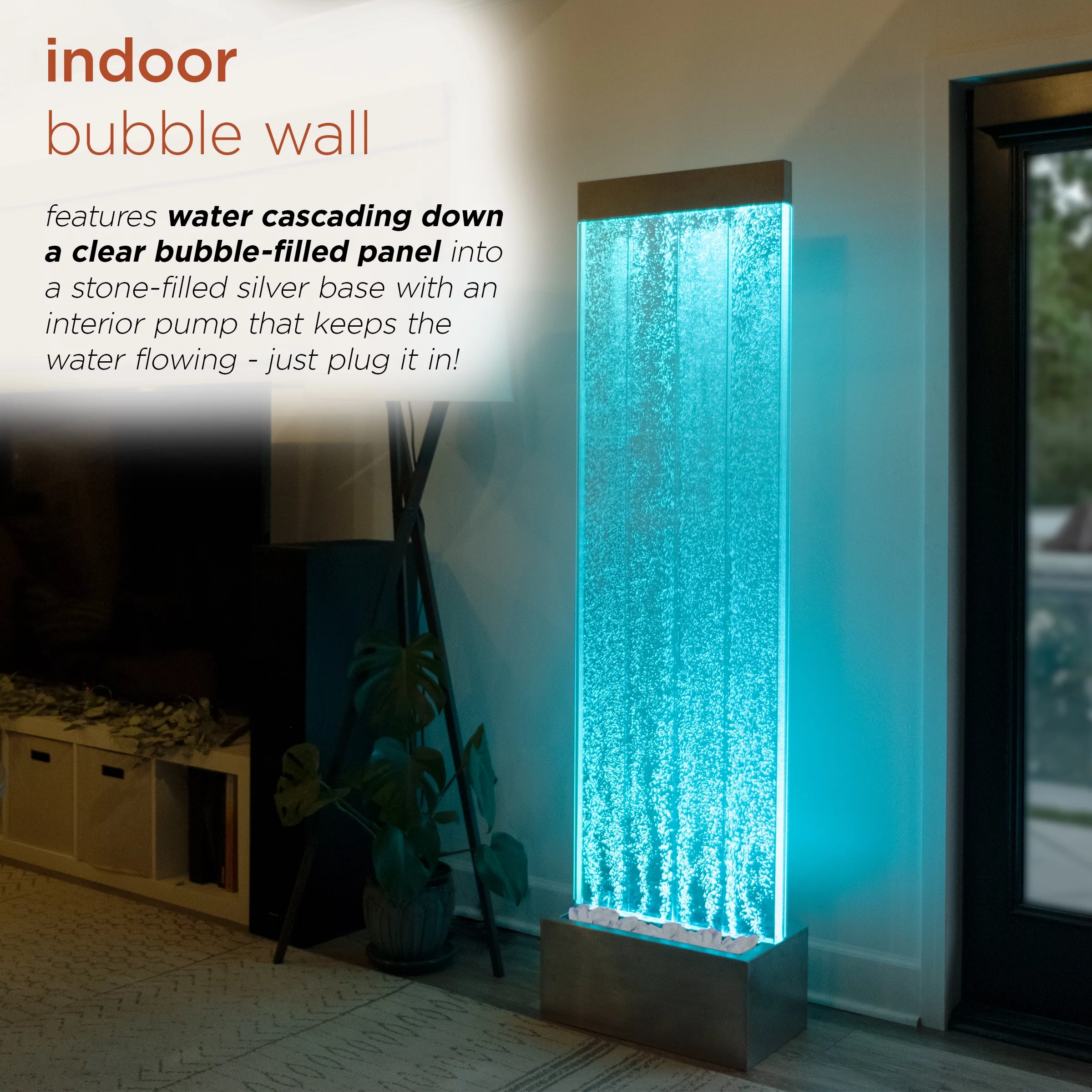 Alpine Corporation 72"H Indoor Acrylic Bubble Wall Corded Electric Fountain - Curated Treasures Market