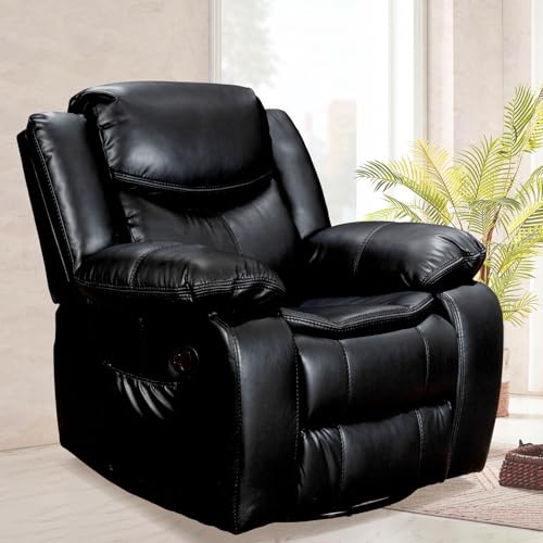 Recliner Chair, PU Leather Recliners with Massage and Heating, 37" Width Reclining Chair Sofa for Living Room, Bedroom, Nursery