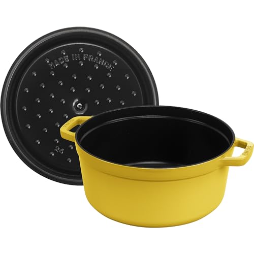 STAUB Cast Iron Dutch Oven 5.5-qt Round Cocotte, Made in France, Serves 5-6, Black Matte