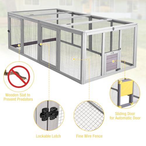 Aivituvin Chicken Coop with Wheels Outdoor Poultry Cage with Two Nesting Boxes 19ft&sup2; Wooden Hen House