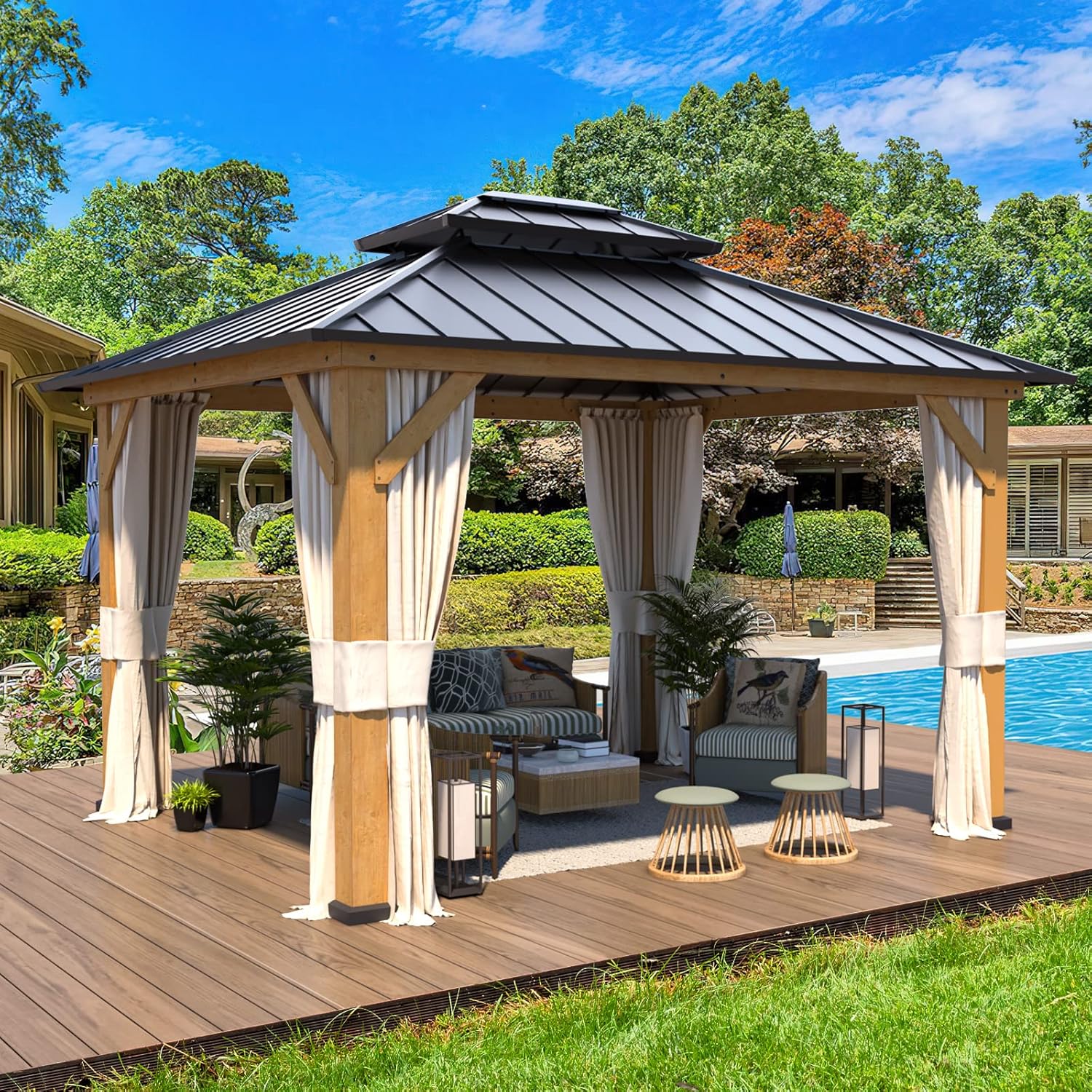 11' x 13' Solid Wood Gazebo