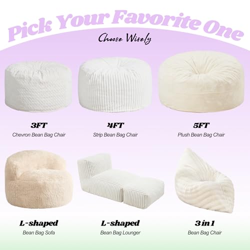 Hobestluk 3 in 1 Bean Bag Chair Giant Bean Bag Chairs Convertible Bean Bag Floor Cushion with Machine Washable Cover