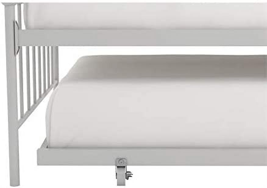 Bright Pop Twin Metal Daybed and Trundle, Stylish & Multifunctional, Built-in Casters, White