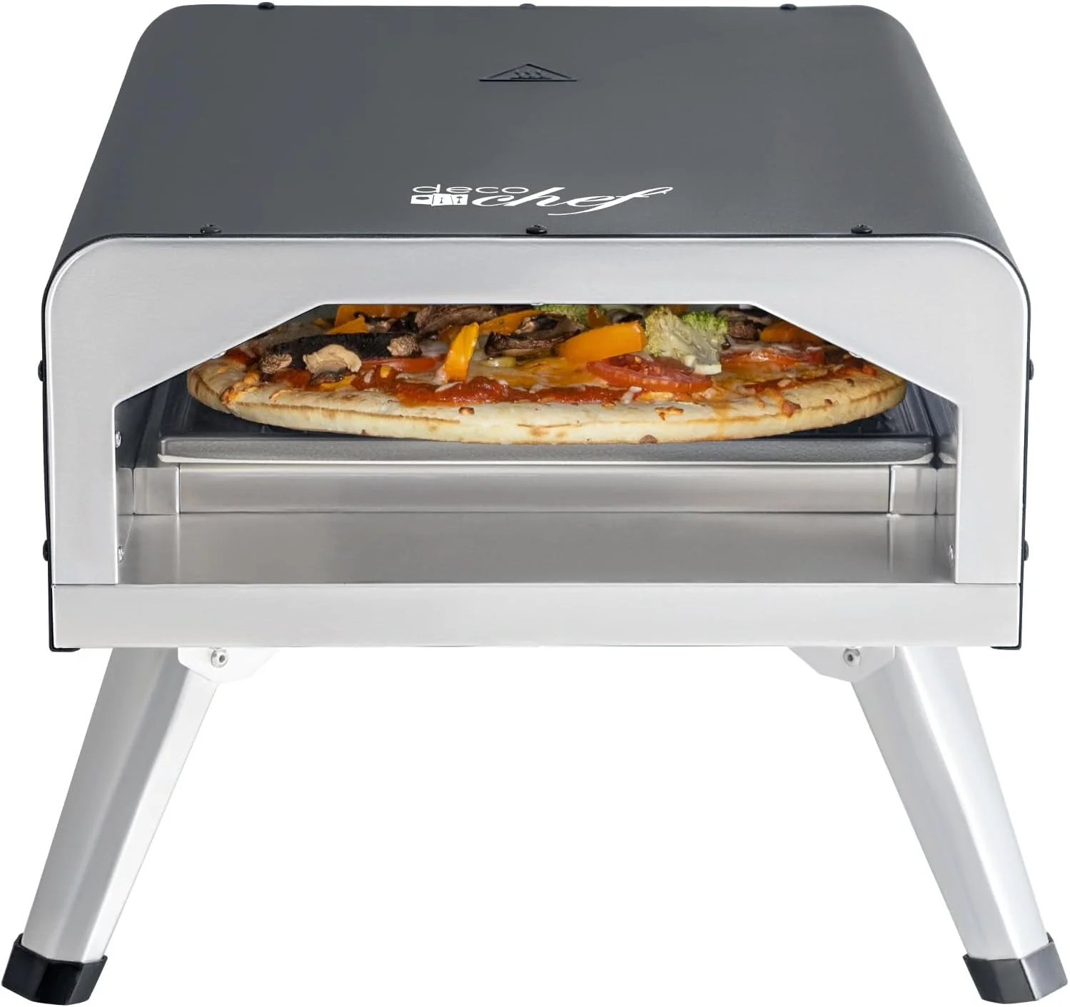 Electric Pizza Oven, 12-Inch Ceramic Stone and Grill, 1800W, Bakes up to 750 Degrees for Countertop  Style Pizza, 13" Double Wall Stainless Steel