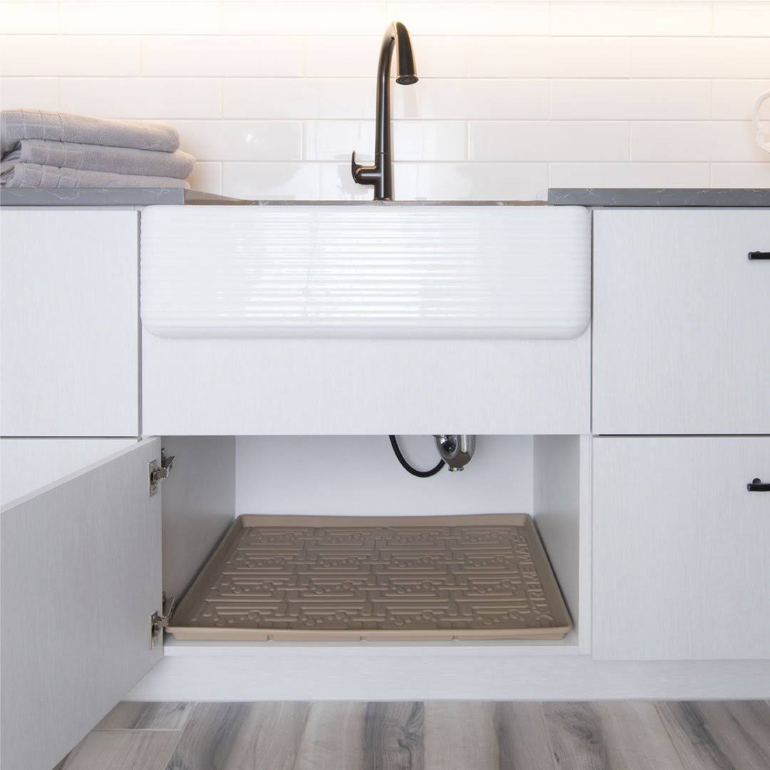 Xtreme Mats Under Sink Kitchen Cabinet Mat, 37 x 22 inch, Beige