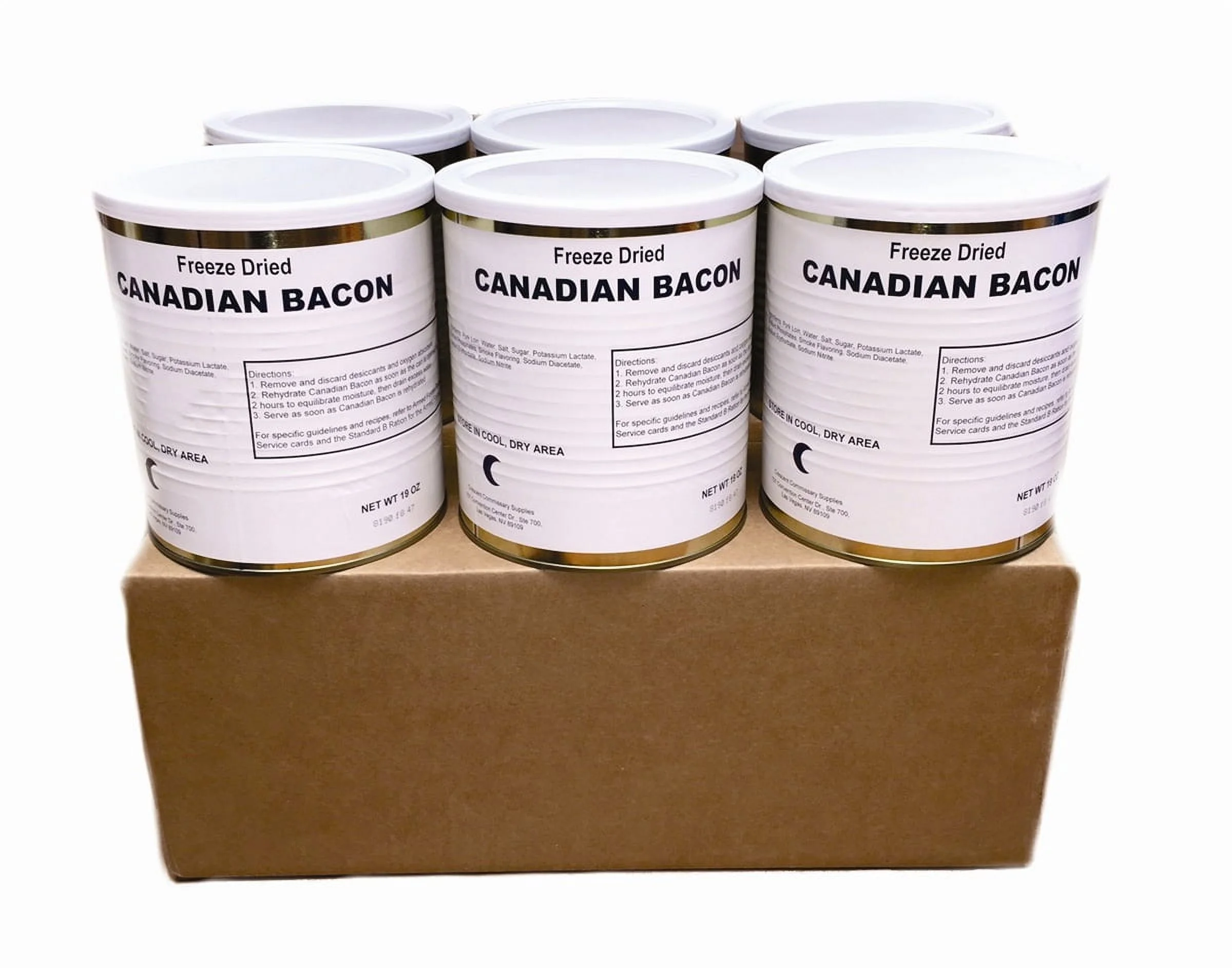 Military Surplus Freeze Dried Canadian Bacon #10 Can 50-60 Slices / Can Emergency Camping Food- 1 Can
