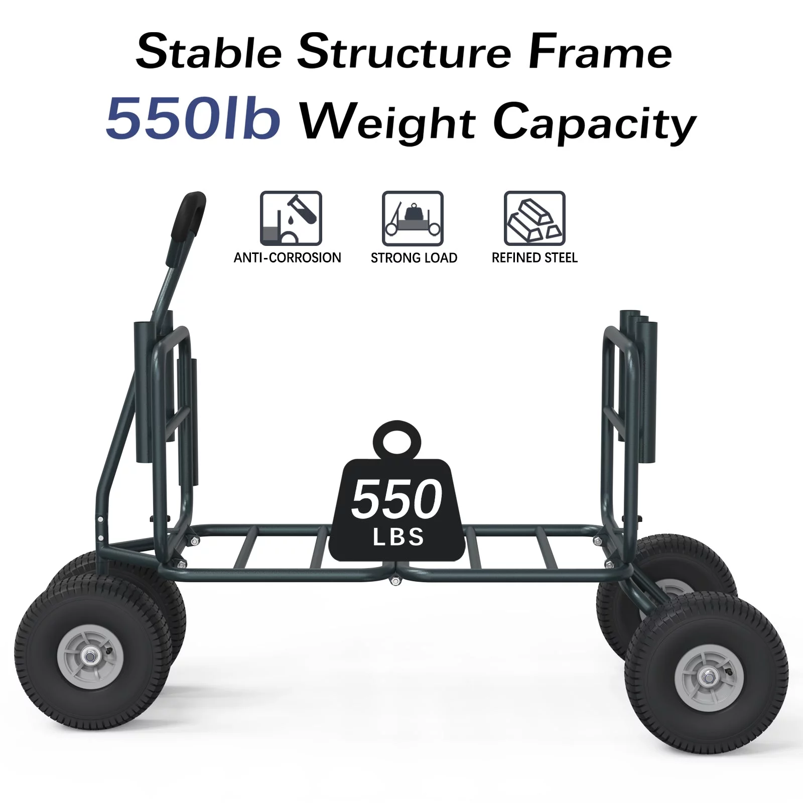 GDLF Fishing Cart Heavy Duty Foldable Collapsible Wagon Rod Holders 550 Pound Capacity 53.9"x26.4"x38.8"