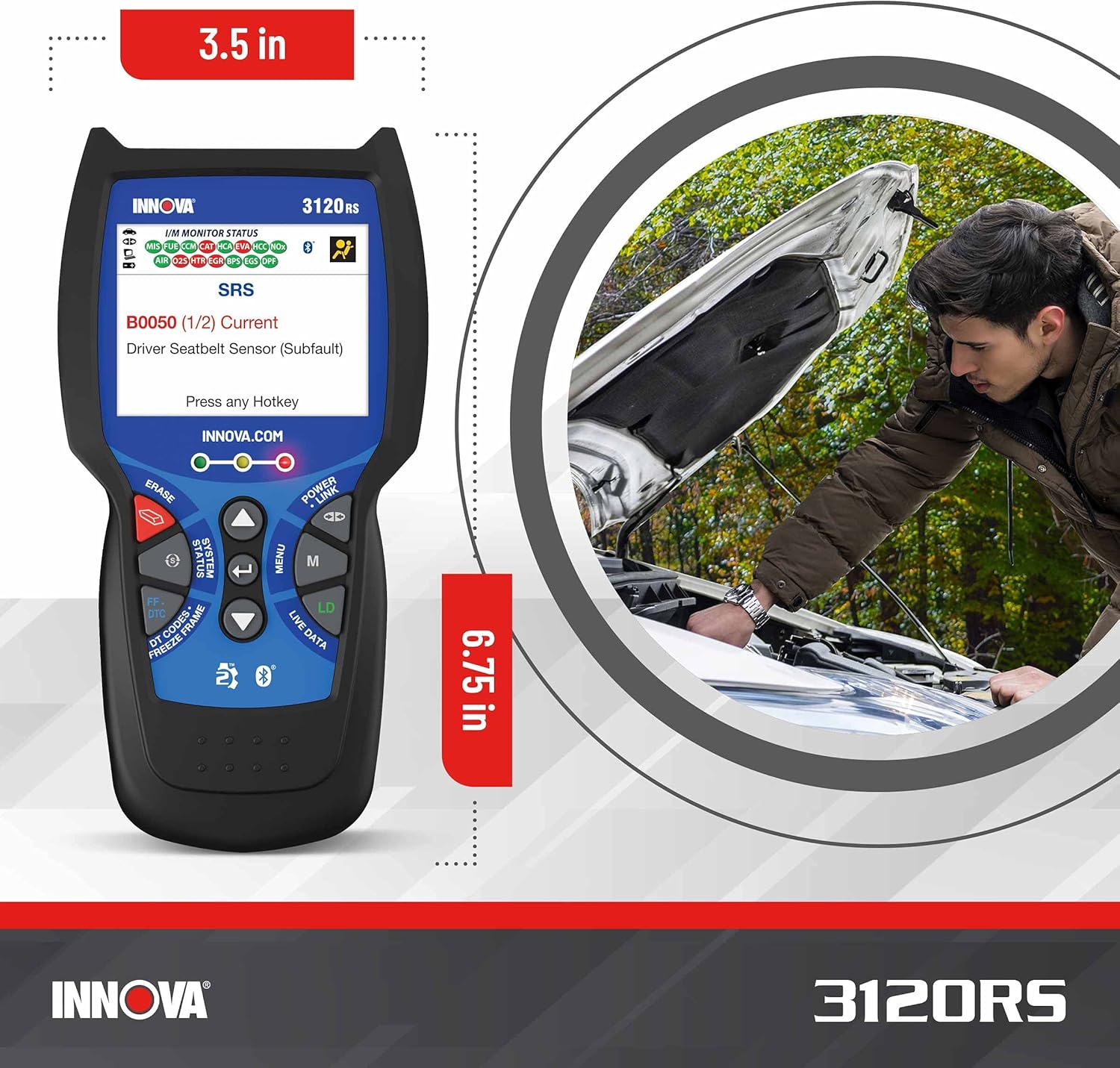 Innova 3120RS Code Scanner - Professional OBD2 Scanner - Smog Test Scan Tool - ODB1 Adapters - RepairSolutions2 App