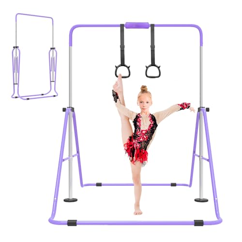 Expandable Gymnastics Bar for Kids, Adjustable Height Junior Training Kip Bar, Folding Gymnastic Horizontal Bars Monkey Bar