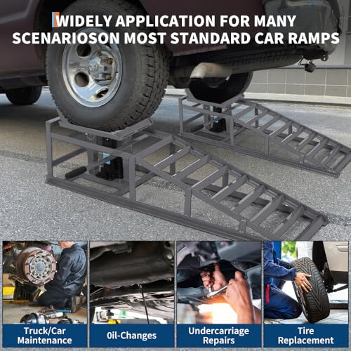 2PCS Hydraulic Car and Truck Service Ramps,11023 Lbs (5 Tons) Capacity, Portable Lifts Ramps for Oil Changes, Adjustable Lift Height 9.8" to 16.21"