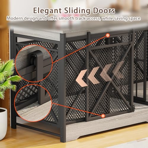 COZPAW 78 Inch Double Dog Crate Furniture, Extra Large Dog Kennel Indoor for Medium Large 2 Dogs