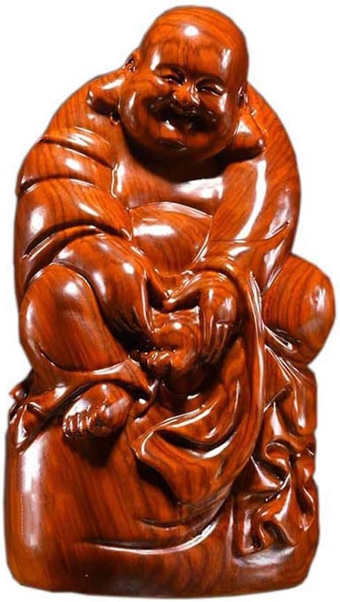 Buddha Statue Buddha Statue Huanghuali Wood Carving Maitreya Buddha Decoration Solid Wood Laughing Buddha Home Craft 7.88 Inches Perfect Decoration