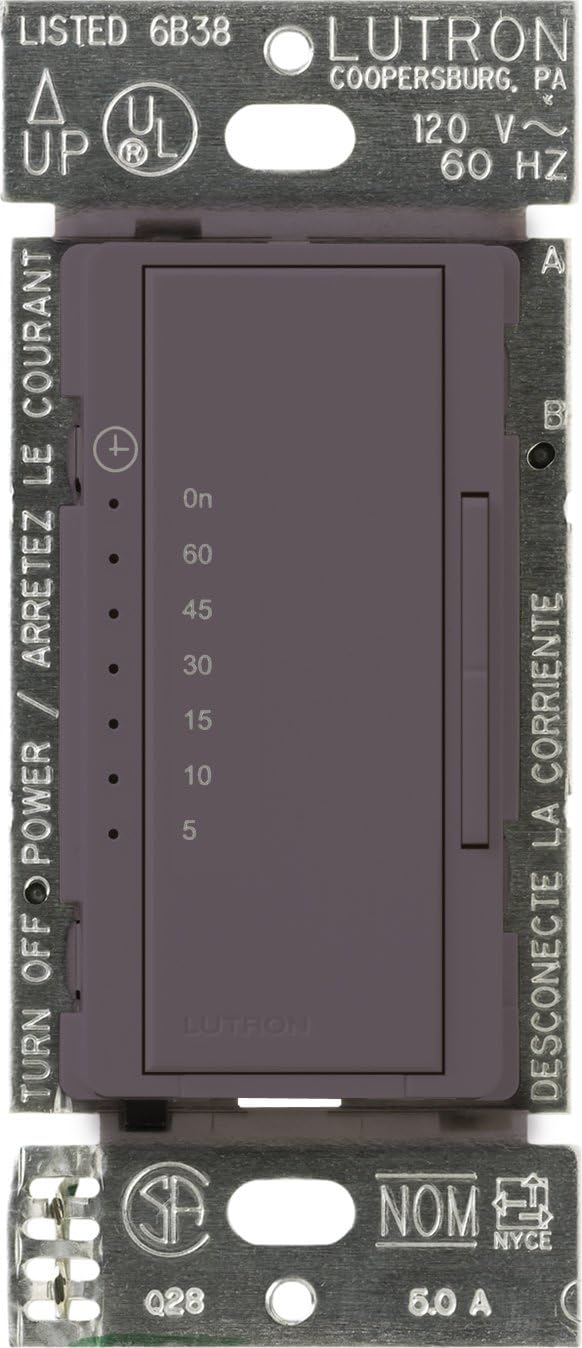 Lutron Maestro Countdown Timer Switch for Halogen and Incandescent Bulbs, 5-Amp Light/3-Amp Fan, Single-Pole or Multi-Location, MA-T51MN-WH, White